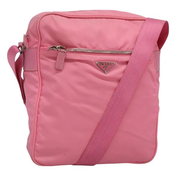 PRADA Shoulder Bag Nylon Pink Silver - Picture 1 of 13
